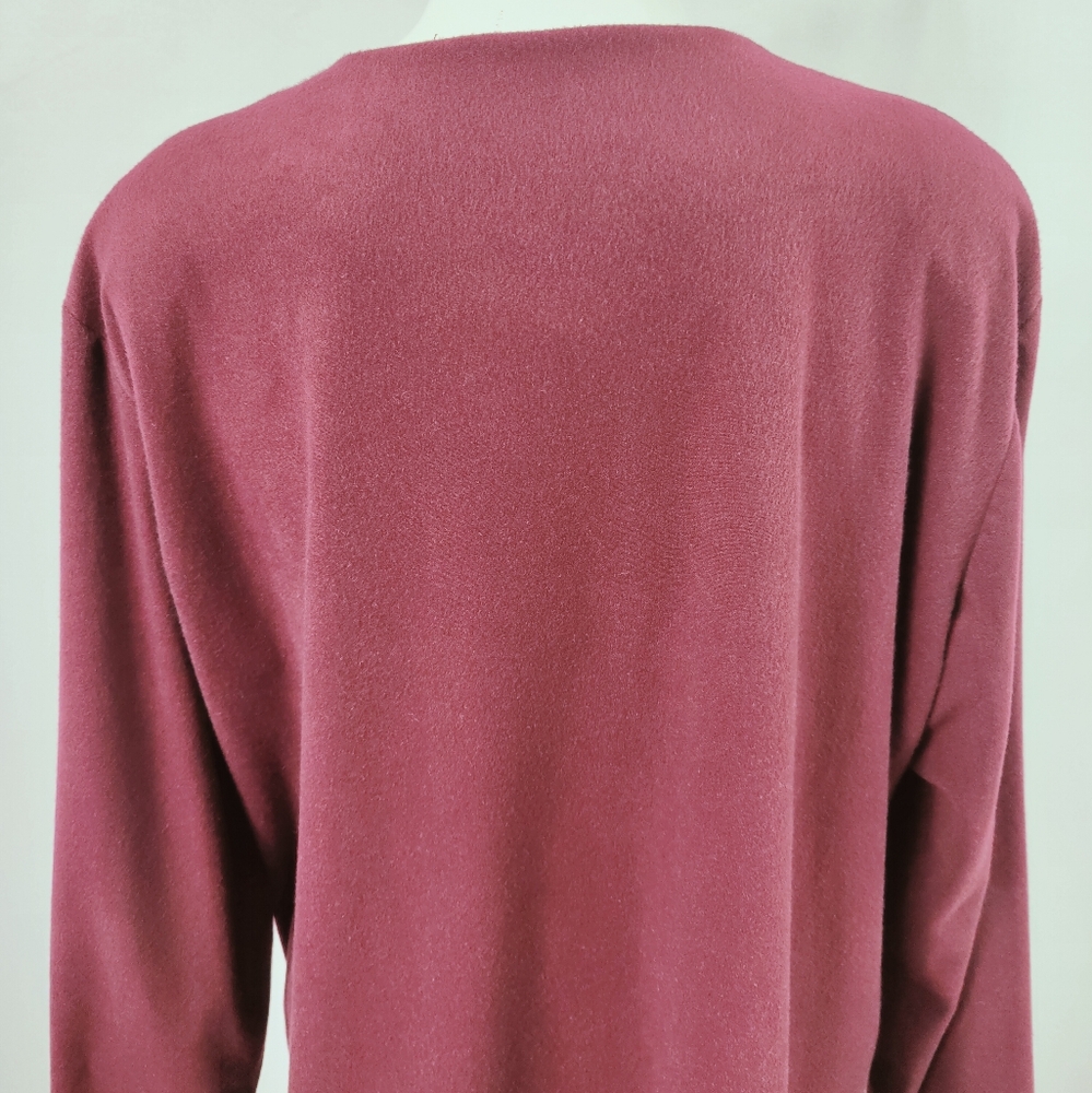 Vtg Company Collection Burgundy Leaf Embroidered button Down Sweater Blouse Sz L - Picture 4 of 13